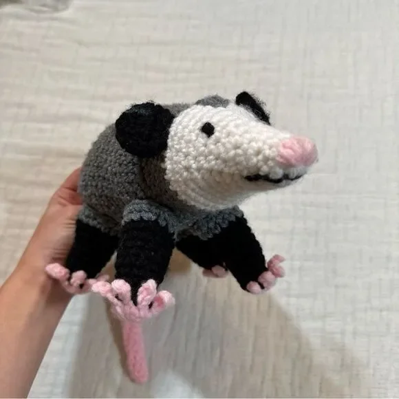 Handmade Crochet Opossum Plushie Stuffed Animal - Picture 4 of 6
